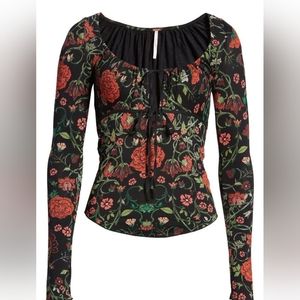 Free people floral print long sleeve top NWT size small